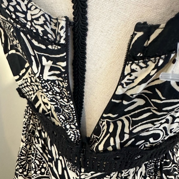 Holding Horses Anthropologie black and cream boho fringe dress midi summer SZ 6 - Picture 7 of 8